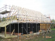 Cart lodge timber frame with roof